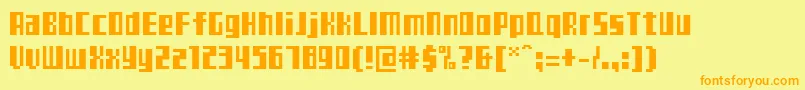 フォントTeletekst – オレンジの文字が黄色の背景にあります。