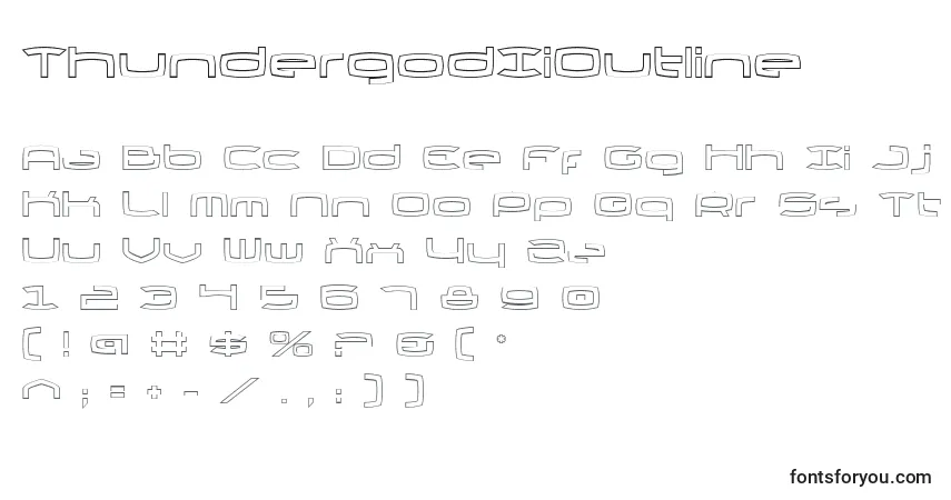 Schriftart ThundergodIiOutline – Alphabet, Zahlen, spezielle Symbole