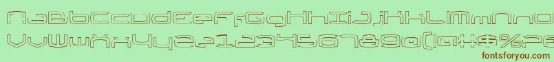 フォントThundergodIiOutline – 緑の背景に茶色のフォント