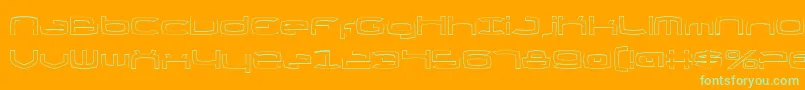 ThundergodIiOutline-Schriftart – Grüne Schriften auf orangefarbenem Hintergrund