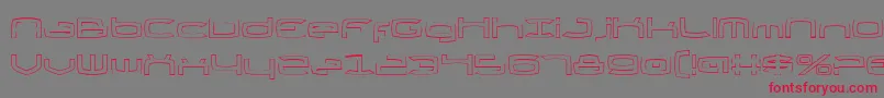 フォントThundergodIiOutline – 赤い文字の灰色の背景