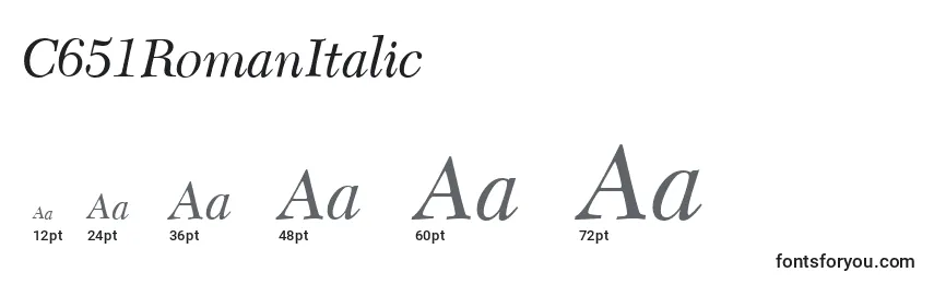 C651RomanItalic Font Sizes