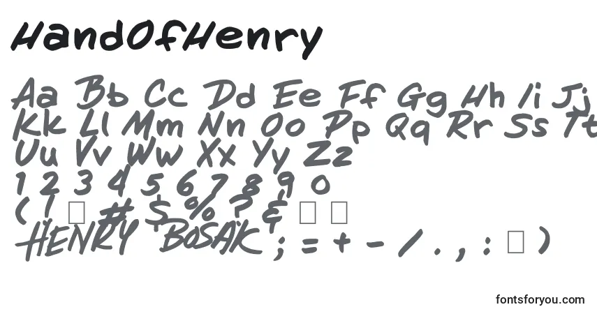 Schriftart HandOfHenry – Alphabet, Zahlen, spezielle Symbole