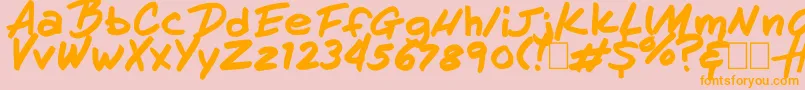 HandOfHenry Font – Orange Fonts on Pink Background