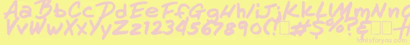 HandOfHenry-fontti – vaaleanpunaiset fontit keltaisella taustalla