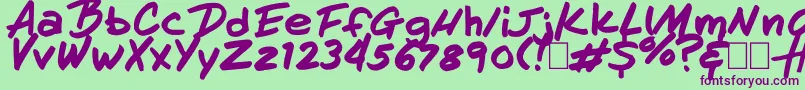 HandOfHenry Font – Purple Fonts on Green Background