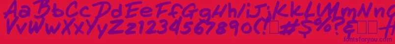 HandOfHenry Font – Purple Fonts on Red Background