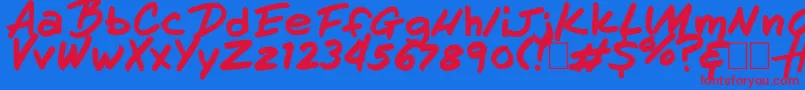 HandOfHenry Font – Red Fonts on Blue Background