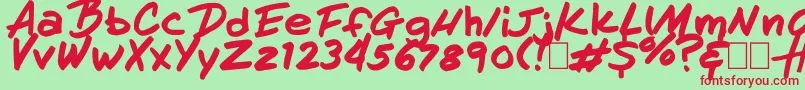 HandOfHenry Font – Red Fonts on Green Background