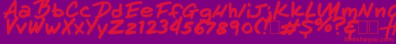 HandOfHenry Font – Red Fonts on Purple Background