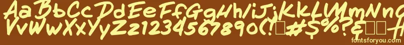 HandOfHenry-fontti – keltaiset fontit ruskealla taustalla