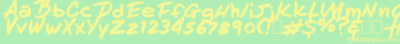 HandOfHenry Font – Yellow Fonts on Green Background