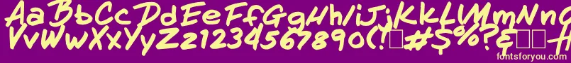 HandOfHenry Font – Yellow Fonts on Purple Background