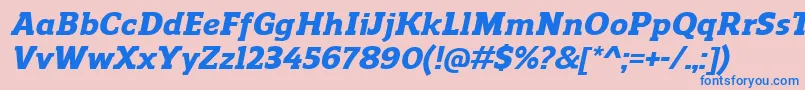 ReganslabHeavyitalic Font – Blue Fonts on Pink Background
