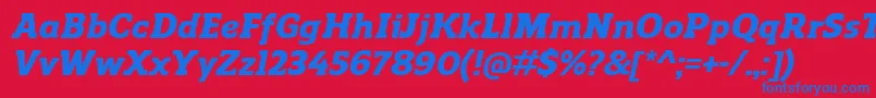 ReganslabHeavyitalic Font – Blue Fonts on Red Background