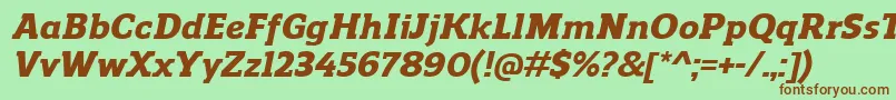 Fonte ReganslabHeavyitalic – fontes marrons em um fundo verde