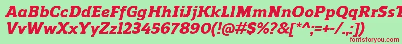 ReganslabHeavyitalic Font – Red Fonts on Green Background