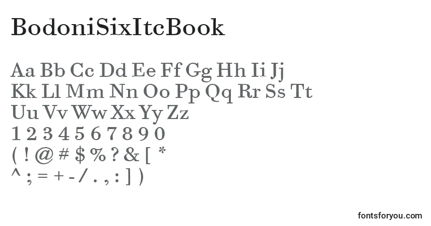 Fuente BodoniSixItcBook - alfabeto, números, caracteres especiales