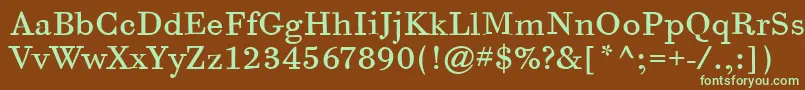 BodoniSixItcBook-fontti – vihreät fontit ruskealla taustalla