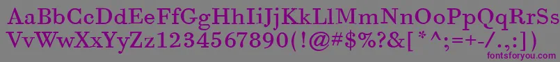 BodoniSixItcBook-fontti – violetit fontit harmaalla taustalla