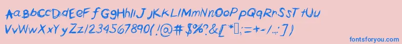 Horrorscribbles-Schriftart – Blaue Schriften auf rosa Hintergrund