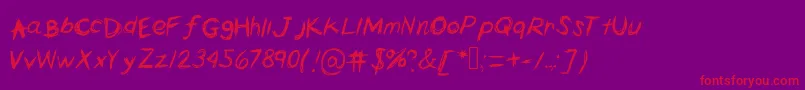フォントHorrorscribbles – 紫の背景に赤い文字