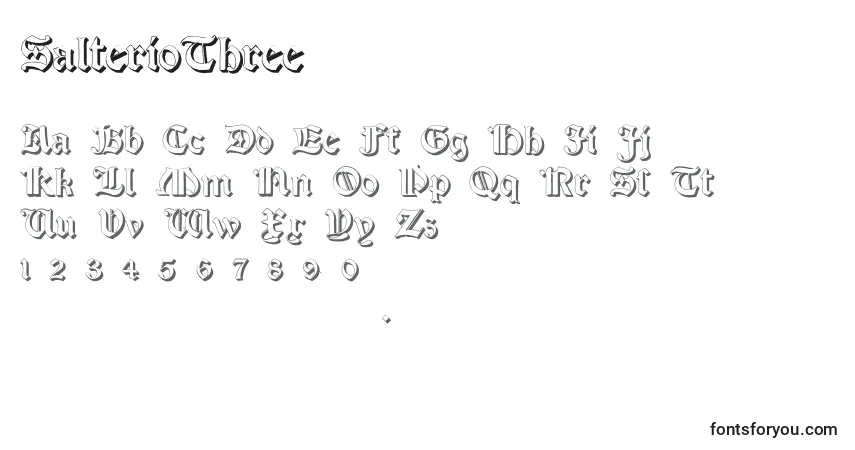 SalterioThree-fontti – aakkoset, numerot, erikoismerkit