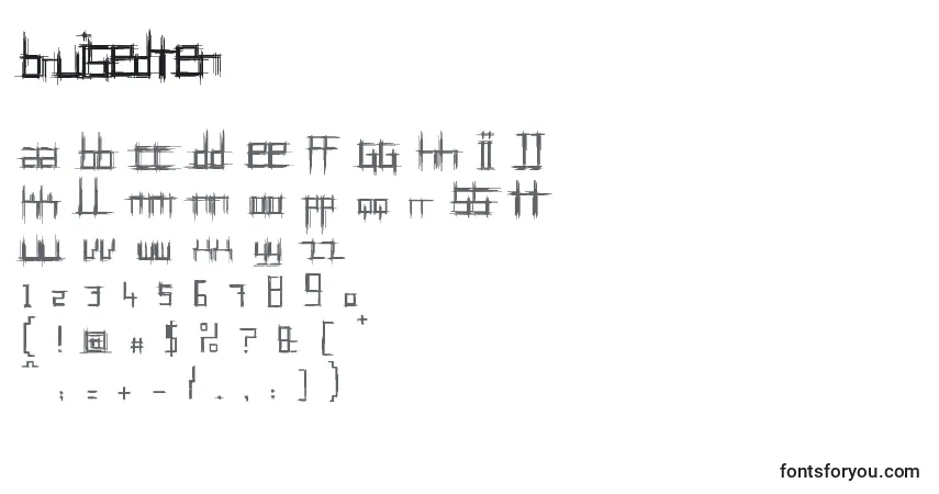 Schriftart BruisedTen – Alphabet, Zahlen, spezielle Symbole