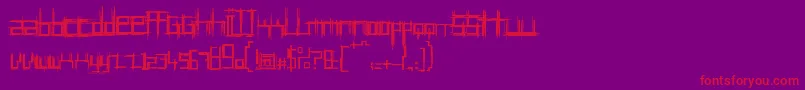 フォントBruisedTen – 紫の背景に赤い文字