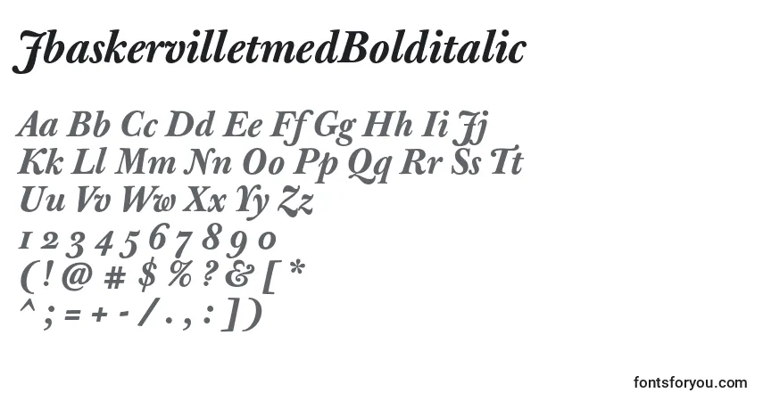 Шрифт JbaskervilletmedBolditalic – алфавит, цифры, специальные символы