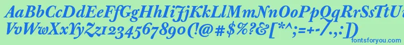 JbaskervilletmedBolditalic Font – Blue Fonts on Green Background