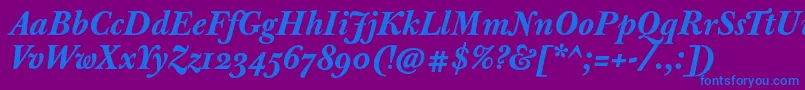 Saiba mais sobre a fonte JbaskervilletmedBolditalic Fonte JbaskervilletmedBolditalic – fontes azuis em um fundo violeta