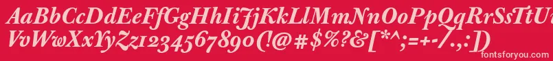 JbaskervilletmedBolditalic-Schriftart – Rosa Schriften auf rotem Hintergrund