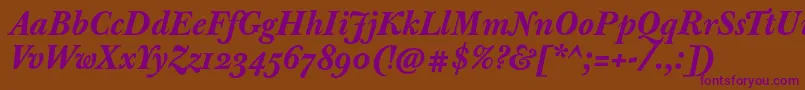 JbaskervilletmedBolditalic Font – Purple Fonts on Brown Background