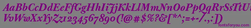 JbaskervilletmedBolditalic Font – Purple Fonts on Gray Background