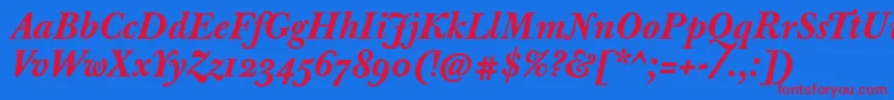 フォントJbaskervilletmedBolditalic – 赤い文字の青い背景