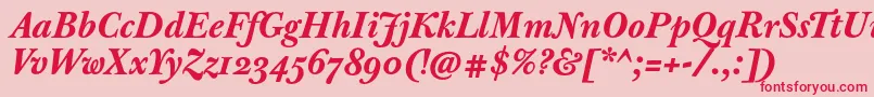 フォントJbaskervilletmedBolditalic – ピンクの背景に赤い文字