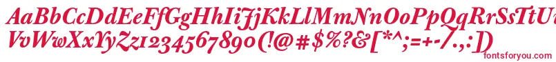 フォントJbaskervilletmedBolditalic – 白い背景に赤い文字