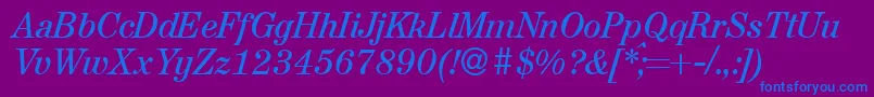 AugustdbItalic Font – Blue Fonts on Purple Background