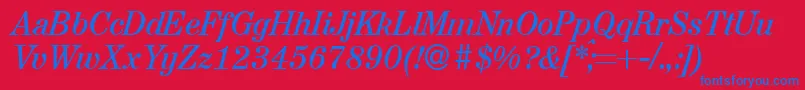 AugustdbItalic Font – Blue Fonts on Red Background
