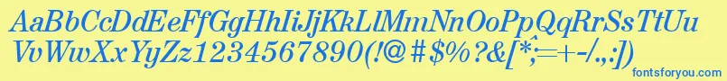AugustdbItalic Font – Blue Fonts on Yellow Background