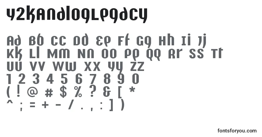 Fuente Y2kAnalogLegacy - alfabeto, números, caracteres especiales