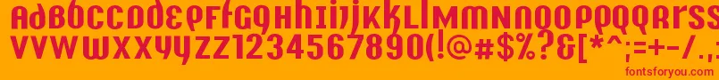 Y2kAnalogLegacy Font – Red Fonts on Orange Background