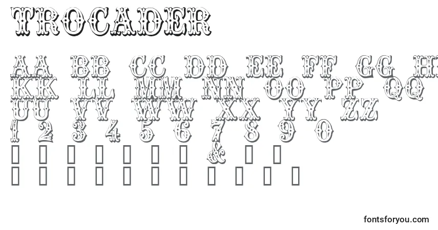 Czcionka Trocader – alfabet, cyfry, specjalne znaki