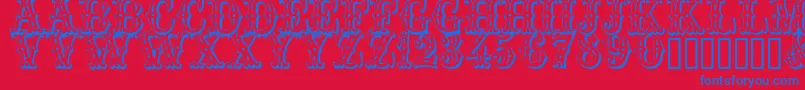 Trocader Font – Blue Fonts on Red Background