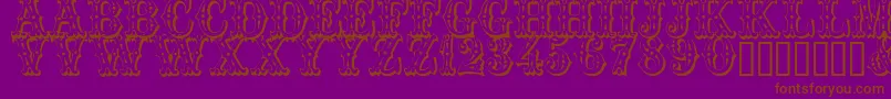 Trocader-Schriftart – Braune Schriften auf violettem Hintergrund