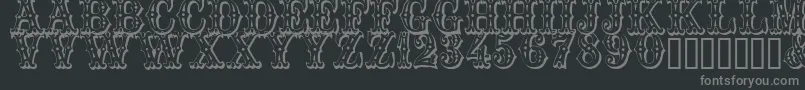 フォントTrocader – 黒い背景に灰色の文字