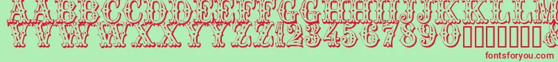 フォントTrocader – 赤い文字の緑の背景