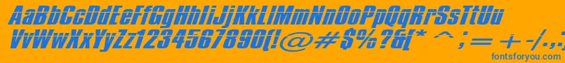 Impossible500-Schriftart – Blaue Schriften auf orangefarbenem Hintergrund