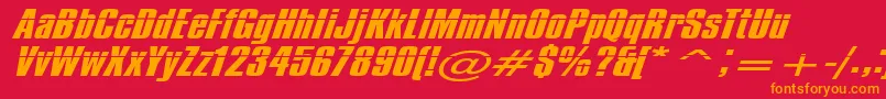 フォントImpossible500 – 赤い背景にオレンジの文字